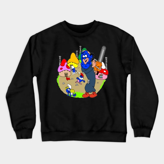 Smurf Village Chainsaw Massacre Crewneck Sweatshirt by Bleake